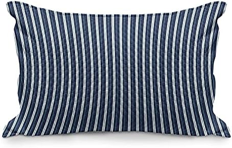Ambesonne Teal Striped jastuk, pojednostavljena kontinuirana ilustracija ravnih linija Moderni detalji, standardne kraljeve veličine naglasak na jastuku za spavaću sobu, 36 x 20, tamno plava i teal