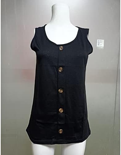 OVERMAL žene modni Casual o-izrez jednobojna tanka kroja sa dugmetom bez rukava