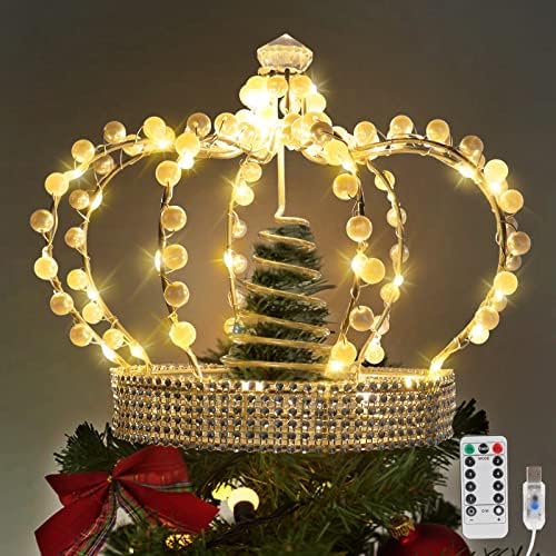 Božićni dragi krunski top, božićno stablo sa LED lampica daljinskim upravljačem, svjetlošću drveća Topper