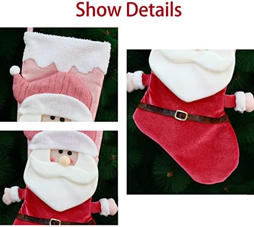 Weilaike 20.5 Božićne čarape Set od 1, personalizirani Santa Claus Čarape Početna Dekoracija Božićno