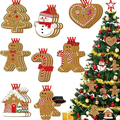 24 komada Gingerbread Man Božićni ukrasi drveni božićno drvo ukras Set viseći Gingerbread House dekoracije
