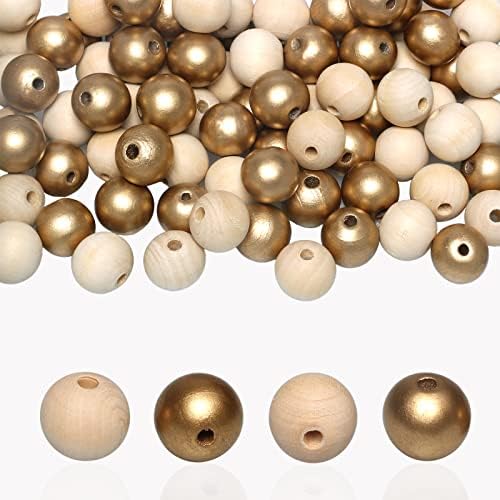 100kom 20mm zlatne/ nedovršene drvene zanatske perle, drvene labave Odstojne perle sa rupom od 4mm za