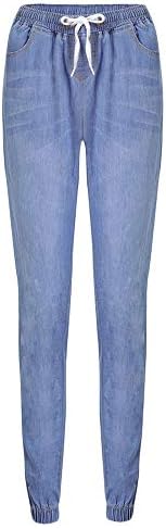 Andongnywell Ženski džepni džemperi Džezirani traper hlače Stretch pantalone za elastične struke