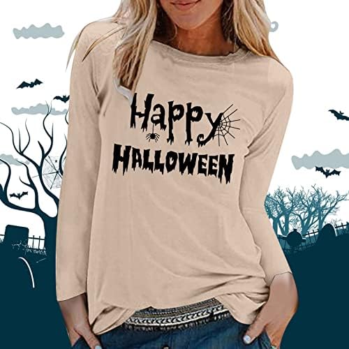 Ženska Moda Casual Halloween Print okrugli vrat Dugi rukav košulja labava Odjeća Plus veličine sa ogrlicom