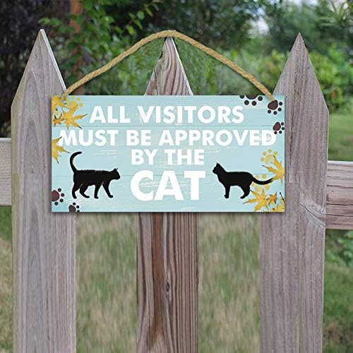 TOARTI Funny Cat ljubimac ljubimac drveni znak-12.5x25cm, svi posjetioci moraju biti odobreni od strane
