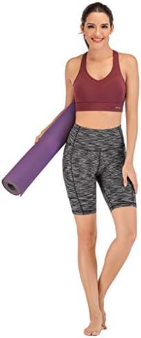 Ewedoos bajkerske kratke hlače za žene visokog struka za jogu sa 3 džepovima atletske kompresijske