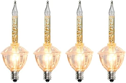 4 paket Božić Bubble Light zamjena sijalice, jasno Vintage Božić Bulbble noćna svjetla sijalica sa zlatnim šljokicama