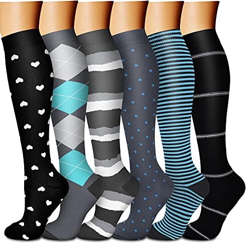 CHARMKING kompresije čarape za žene & amp; muškarci 15-20 mmHg je najbolje za atletiku, trčanje, let putovanje,