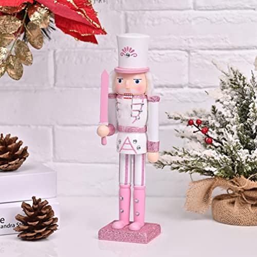 Gadpiparty 4kom drveni Božić Nutcracker figure Pink Nutcracker vojnik statua desktop ukrasi 30CM za poklone
