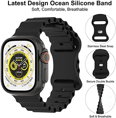 Dykeiss Ocean Silicone Band Kompatibilan sa Apple Watch Band 49mm 45mm 44mm 42mm 41mm 40mm 38mm, prozračan sportski remen Podesivi narukvicu za IWATCH Ultra Series 8/7 / SE / 6/1 / 1 Žene Muškarci
