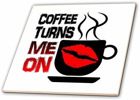 3drose slika riječi kafa me pali sa Crnom šoljicom za kafu-pločice