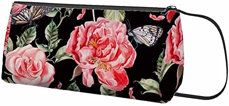 Nicokee crvena ružičasta ruža kozmetička torba za žene, Akvarelni božur cvjetni list mala torba za šminkanje