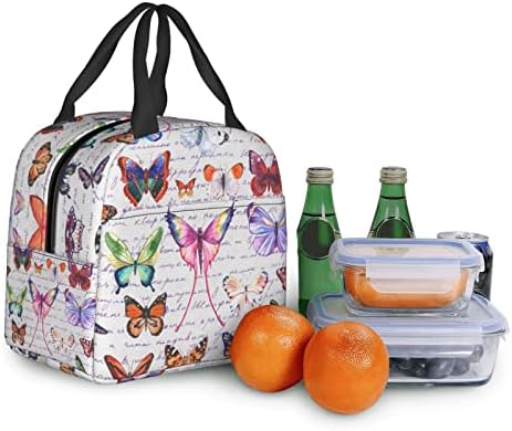 Dudietry slatke leptir torbe za ručak za žene za višekratnu upotrebu prenosiva izolovana hladnjača vodootporna termo meka kutija za ručak sa džepom za radnu kancelariju Picnic College
