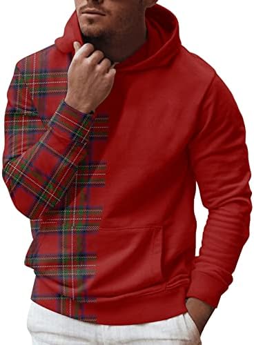 Xiloccer muško jesen i zimski slobodno vrijeme Putovanje vanjskim sportovima Colorblock Plaid Print Slim Fit džemper s kapuljačom