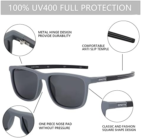 ZENOTTIC kvadratne polarizirane naočare za sunce za muškarce-lagani tr90 okvir UV blokirajuće nijanse