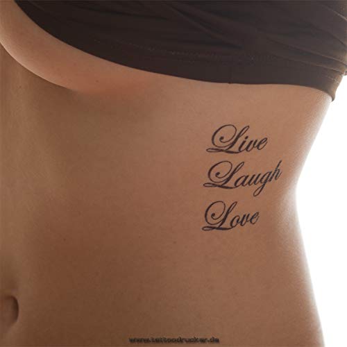 10 x Live Laugh Love - Crna pisma tetovaža - Privremena tetovaža kože