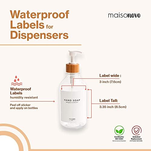 Maisonovo Margaux vodootporne naljepnice za plastične bočice i dozator sapuna od Jantarnog stakla 3.0x3.35