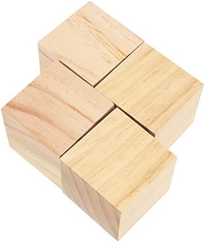 Ningwaan 45 kom Drvene kocke, nedovršeni drveni obnaljni blokovi, kvadratni drveni kockice
