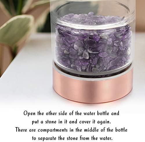 Yoption Kristalna boca za vodu, prirodna ametist ljekoviti stakleni boca za vodu, uključuje labavi list