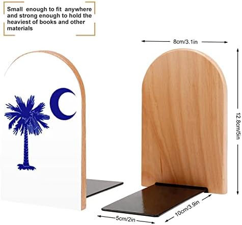 South Carolina zastavu Palm Bookends dekorativni Print Drvo knjiga završava za police paket 1 par