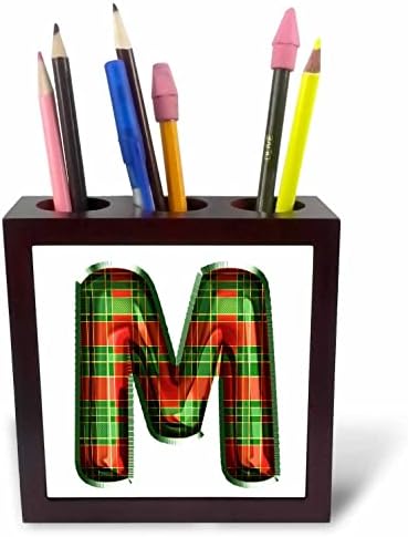 3drose slatka crvena i zelena Božićna tabla Monogram početni držači olovke M - pločica