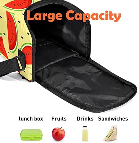 Torbe za ručak za žene i muškarce, izolovane kriške lubenice, bešavni uzorak torbe za ručak sa podesivim