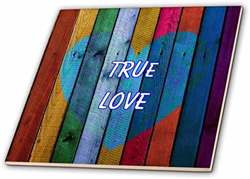 3drose slika višebojnih drvenih ploča srce riječi prava ljubav-Tiles
