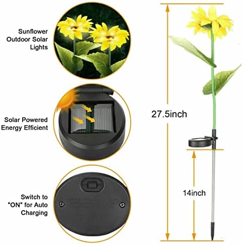 Epicgadget vanjski solarni vrt suncokret solarne svjetla - vanjska LED rasvjeta Vodootporna cvijeća Vrtni