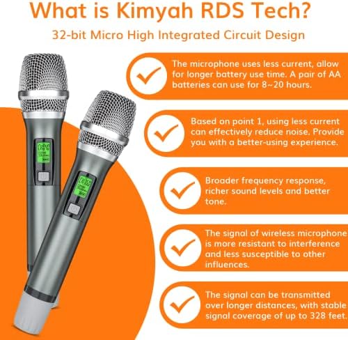 Kimyah Wireless mikrofon System, Dual UHF 200 Channel ručni mikrofon Wireless, Auto Connect 328ft