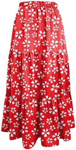 Haljine za odmor Fragarn, ženska modna cvjetna ispisa nepravilna zavojska suknja visoke struka