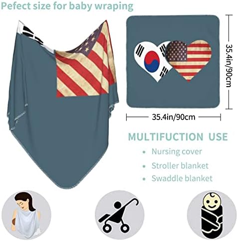 Južna Koreja i američka zastava bebe pokrivač koji prima pokrivač za novorođenčad novorođenčad omota