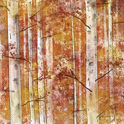 Boston International Ihr Cvjetni jesen Jesen Dan zahvalnosti 3-slojni papir salvete, 20-grof Veličina ručka, jesenska breza
