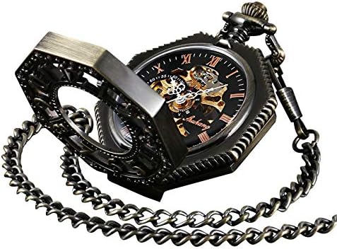ShoppeWatch muški džepni sat s lancem | ručni namotavajući Vintage džepni sat | klasični mehanički pokret