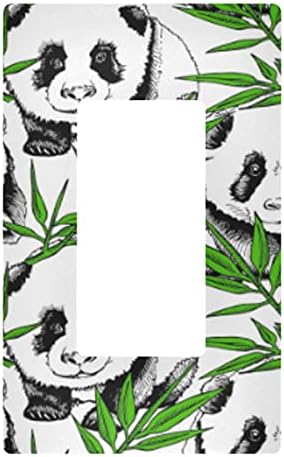 Yyzzh crno-bijelo panda beba zelena bambusova grana s jednim gang rocker prekidač 2,9 x 4,6