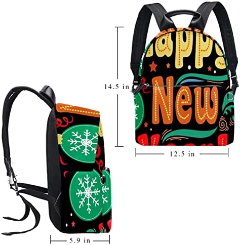 Tbouobt kožni putnički ruksak lagan laptop casual ruksak za žene muškarci, sretna nova godina retro