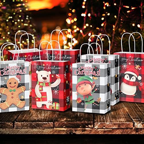 36 kom božićne poklonske vrećice sa ručkama Trgovine torbe sa plaikom bivole bombonske torbe Xmas