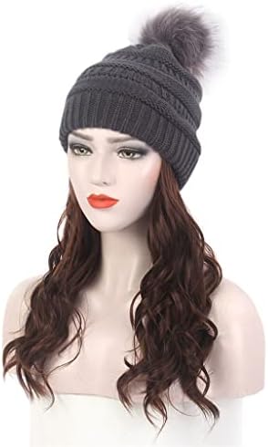 Kupite modu evropski i američki ženski šešir za kosu jedan sivi pleteni šešir perika duga kovrdžava smeđa perika