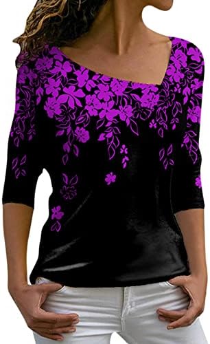 KCJGIKPOK Žene tunike za tajice modni cvjetni ispisani majica s dugim rukavima u majici Casual Dressy