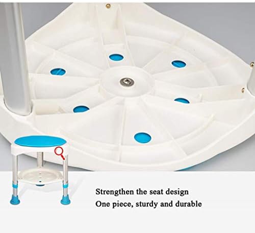 FEHUN stolice za kupanje, okrugla tuš stolica za kupanje sa podstavljenim rotirajućim podesivim nogama plava neklizajuća klupa za kupatilo lagana sa policom za odlaganje / svijetlo plava