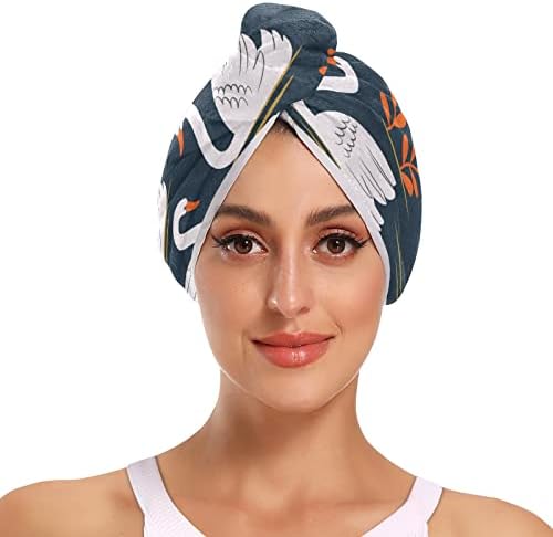 Emelivor White Swan narančasti ručnik za kosu za žene za žene Anti Frizz Super Apsorpcija Brzo sušenje ručnika