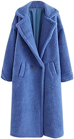 Prdecexlu Office Zimske jakne Ženske slatke dugih rukava, bokserski mok na jaknu, čvrsti rever destepeni džepni kaputi