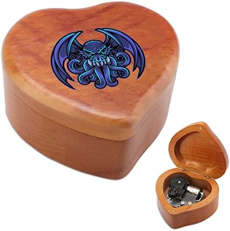 CTHULHU ESPORT Mascot drvena muzička kutija Oblik srca Muzičke kutije Vintage Wood Box za poklon