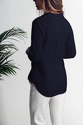 Andongnywell Casual rever Dugi rukav košulja džepna košulja Ženska odjeća ljetni višebojni predimenzionirani