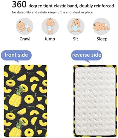 The The The Teme Opremljeni mini krevetići, prenosivi mini listovi krevetića ultra mekani madrac madrac sa krevetom ili kreveta za delič, 24 x38, drveni ugljen sive pastel žute boje