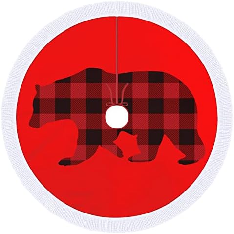 Crvena plesna medvjeda Ispisuje božićnu suknju sa testerom za srećnu božićnu zabavu pod Xmas Tree
