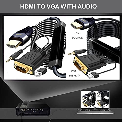 HDMI do VGA adapter 16,5ft, sa Audio HDMI do VGA Converter HDMI kabel u VGA sa audio, aktivnim muškim