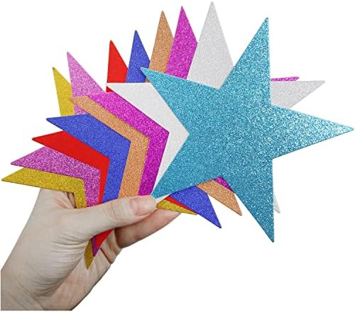 Glitter Star izrezi papir LUORNG 40KOM 8color Glitter Star Confetti izrezi zvijezde dekoracija za oglasnu ploču Zidna dekoracija za zabave u učionici