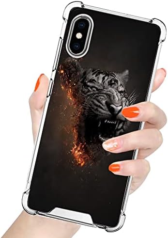 KUAVETO transparentna futrola za telefon za iPhone X iPhone Xs sa Tiger Head uzorak otporan na udarce transparentan