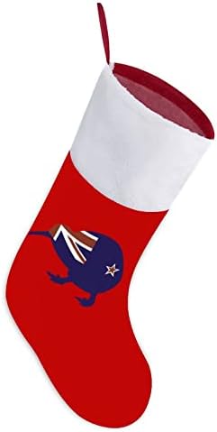 Novozelandska zastava Kiwi Božićne čarape Crveni baršuna sa bijelom bombonom za bombone Xmas Dekoracije