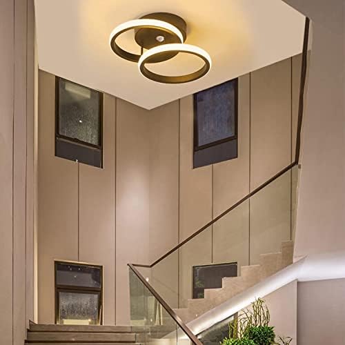 Adisun Motion Sensor Modern LED stropna svjetlost, 18W Crna montira Motion Aktivirana lusterska svjetiljka za ormar za pranje kupaonice Hallway Stair trijem podrum, toplo bijela 3000k